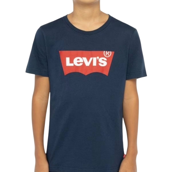 Levi Logo Graphic Short Sleeve Tee Shirt Size M Navy and Red - Picture 1 of 6